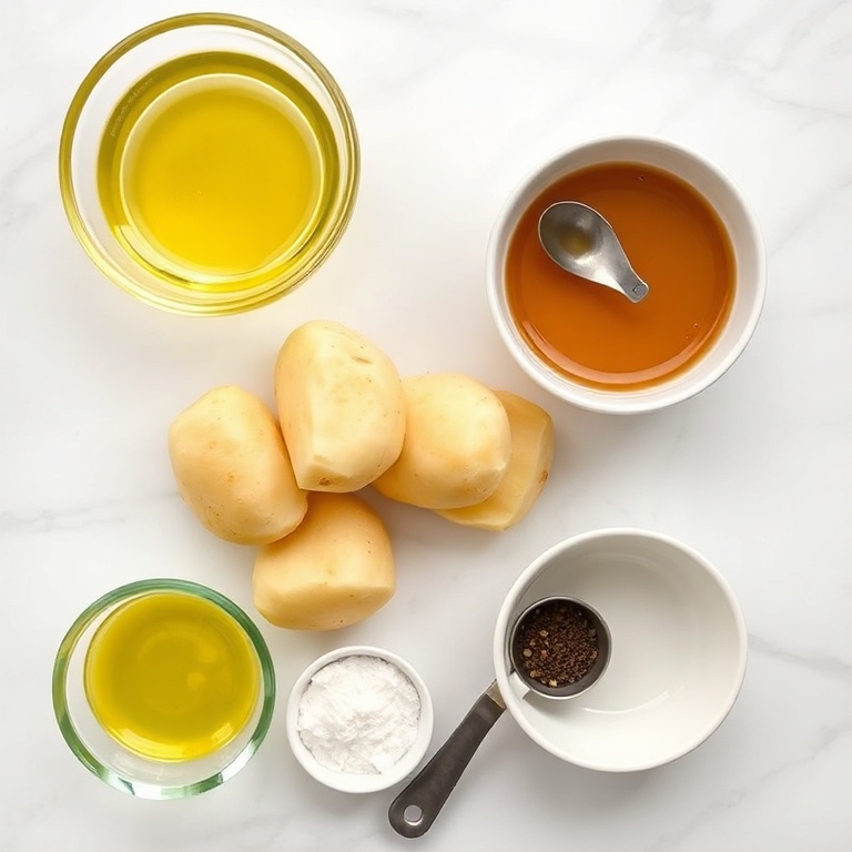Air fryer smashed potatoes ingredients: potatoes, olive oil, salt, pepper, garlic powder