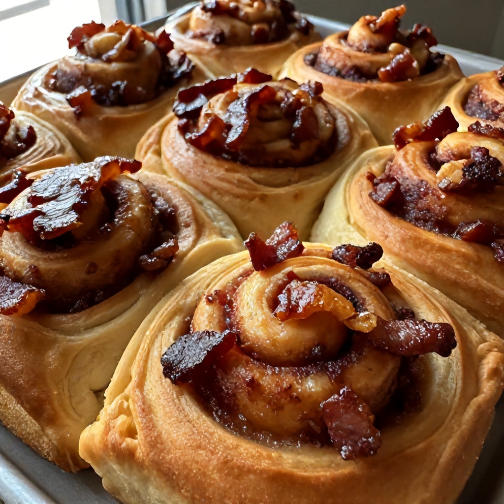 bourbon maple bacon cinnamon rolls