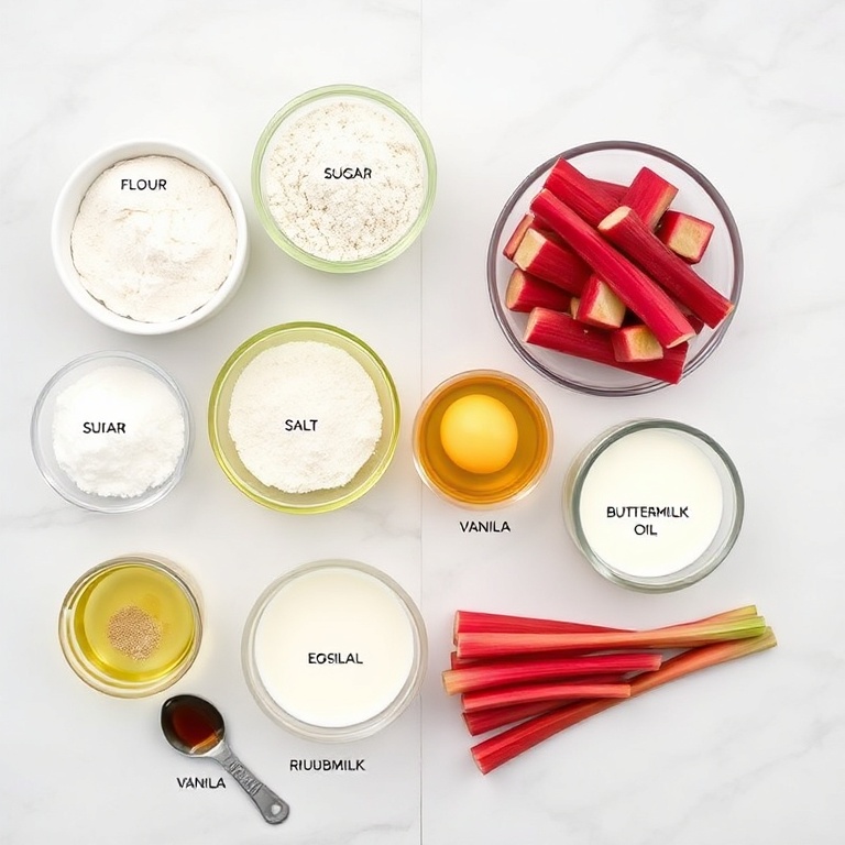 Raw Ingredients for Caramelized Rhubarb Muffins
