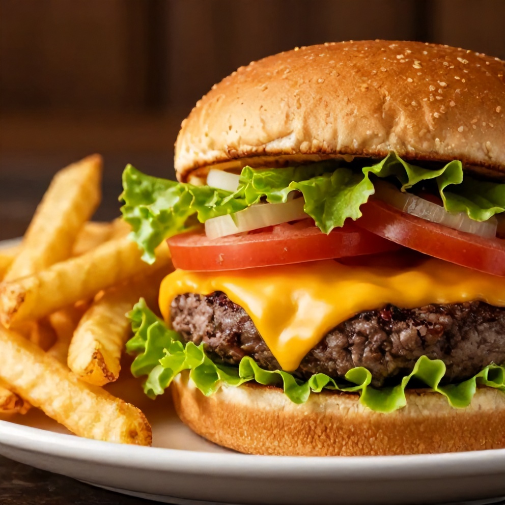 A close-up of a Cheddar Jalapeño Burger with melted cheese and jalapeño slices
