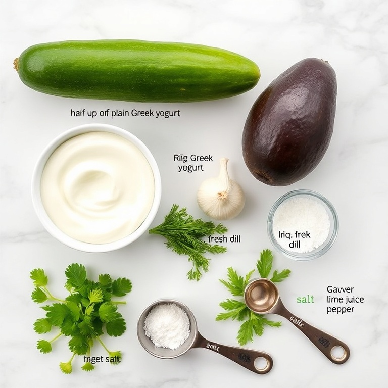 Raw Ingredients for Chilled Cucumber Avocado Soup