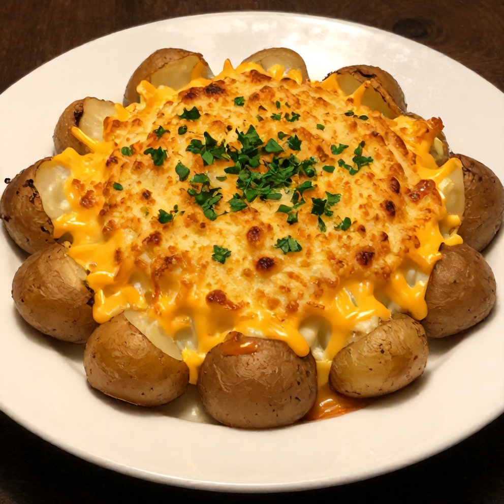 Baked Scalloped Potatoes with Golden Cheese Crust