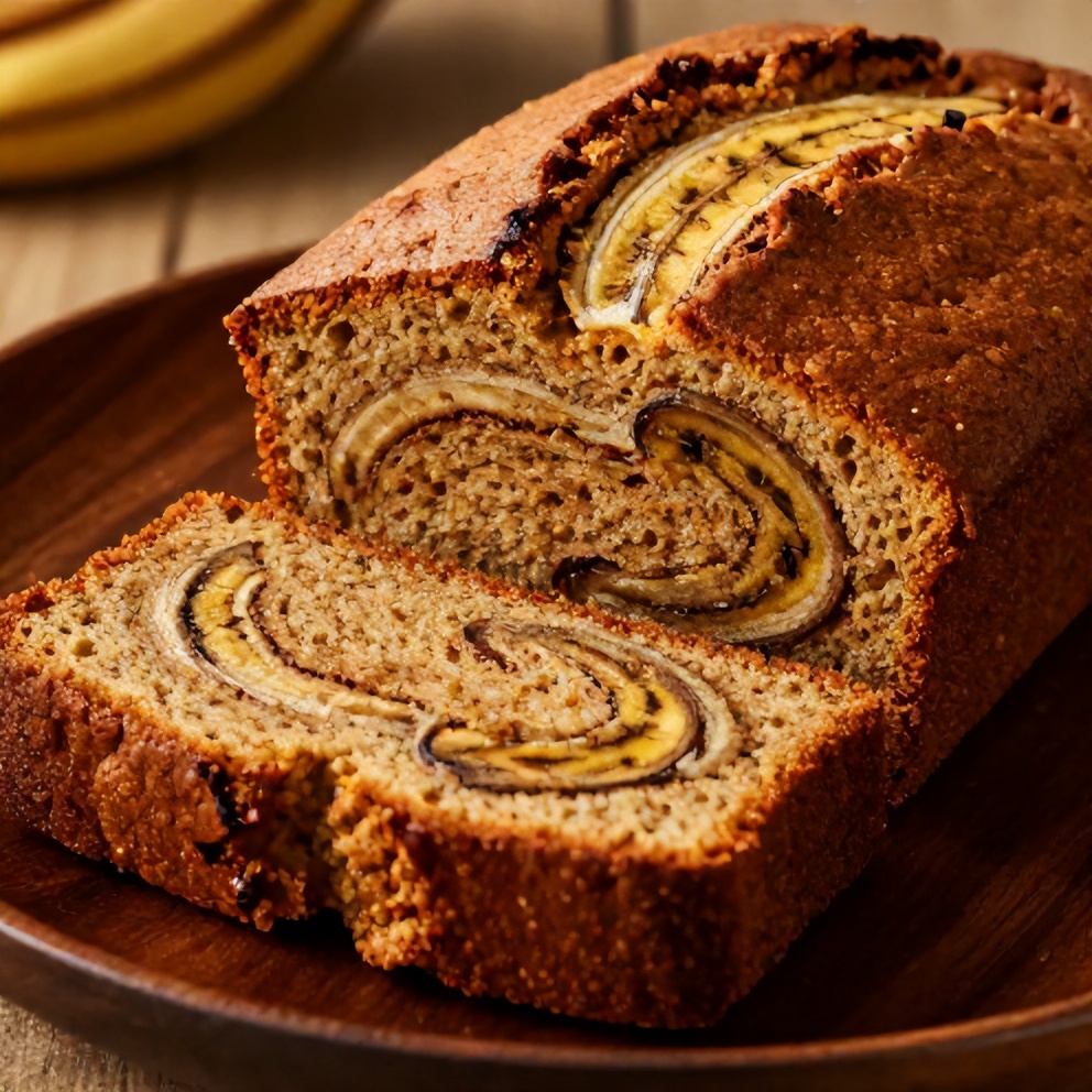Sliced Moist Banana Bread on a Plate
