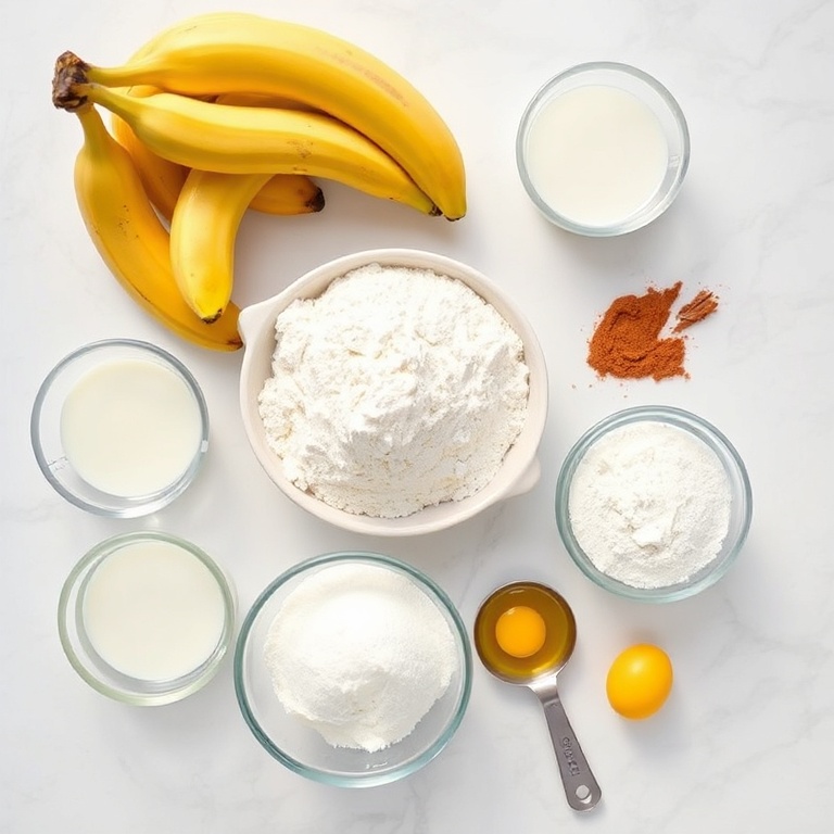 Banana Bread Ingredients Flat Lay