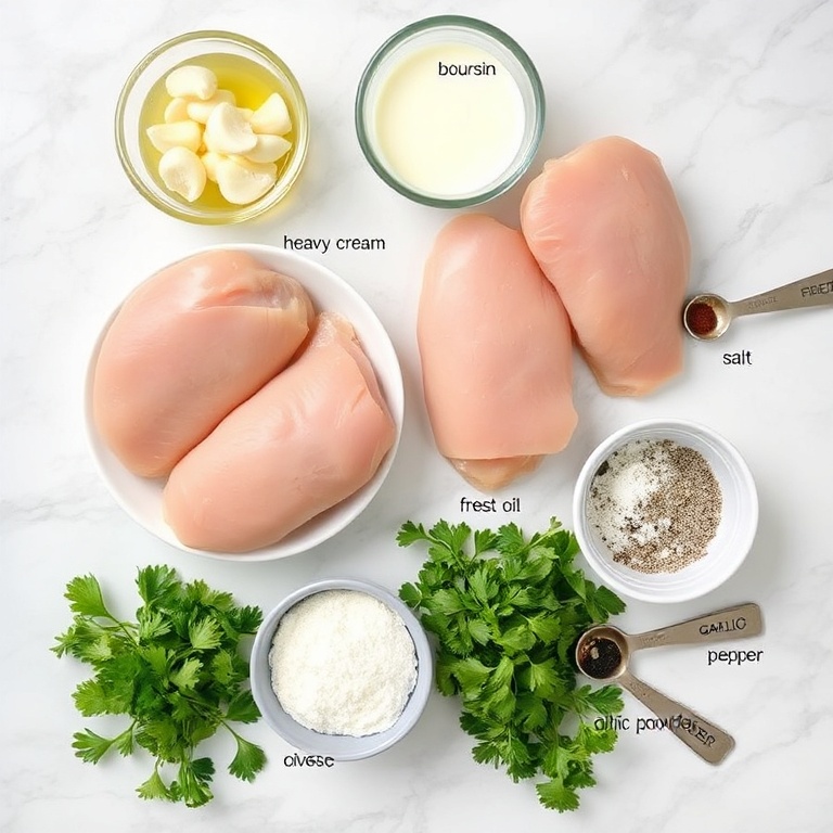 Raw ingredients for Creamy Boursin Chicken