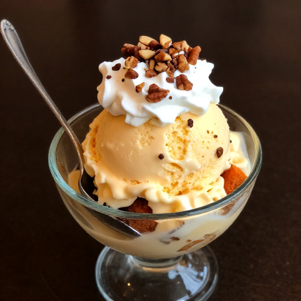 Plated Creamy Carrot Cake Ice Cream