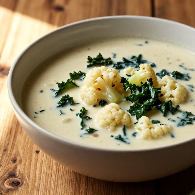 creamy cauliflower sausage kale soup
