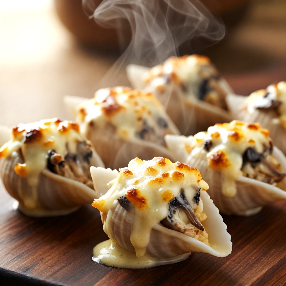 creamy garlic mushroom stuffed shells