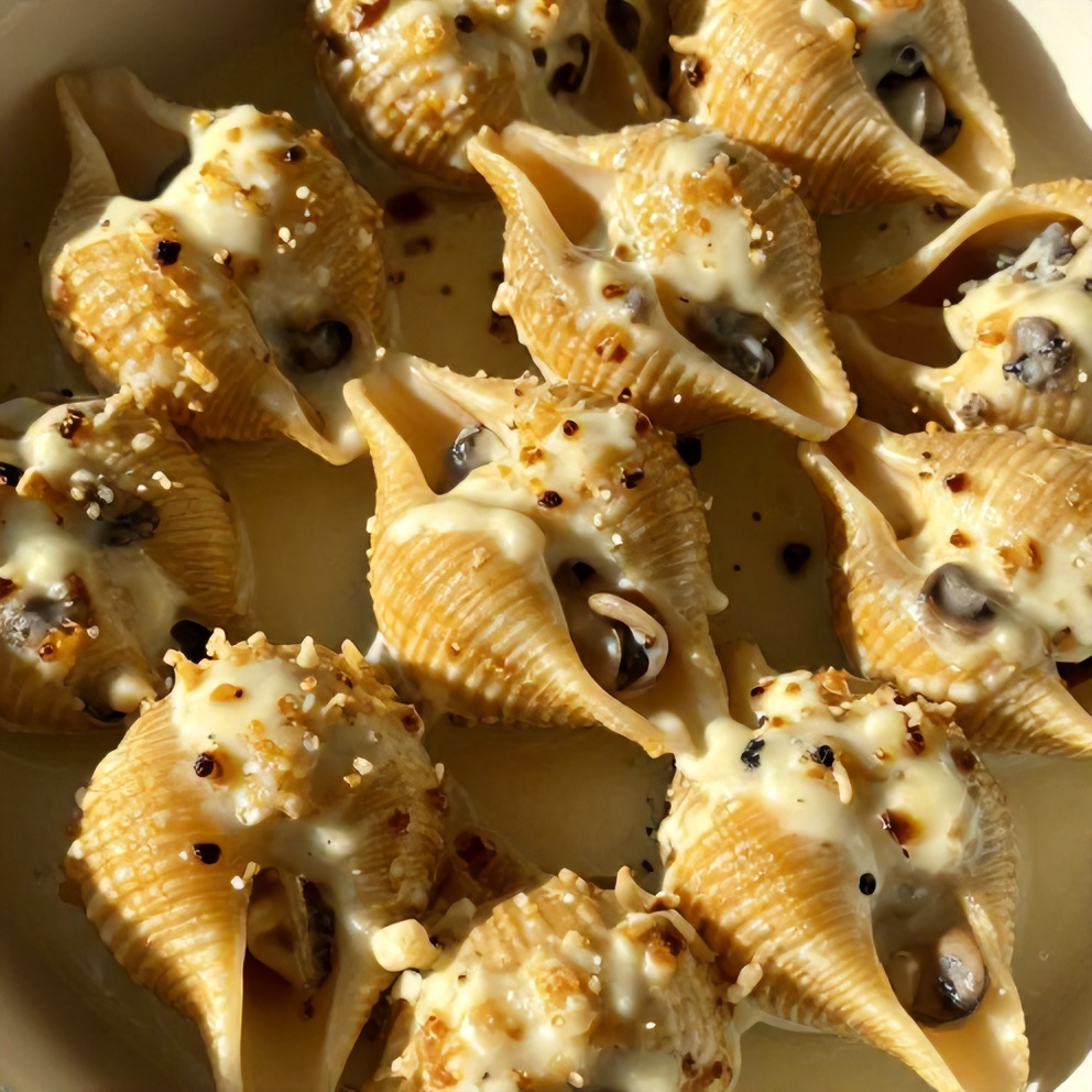 creamy garlic mushroom stuffed shells