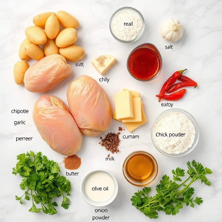 Ingredients for Crispy Chipotle Honey Chicken with Smoked Gouda Mashed Potatoes