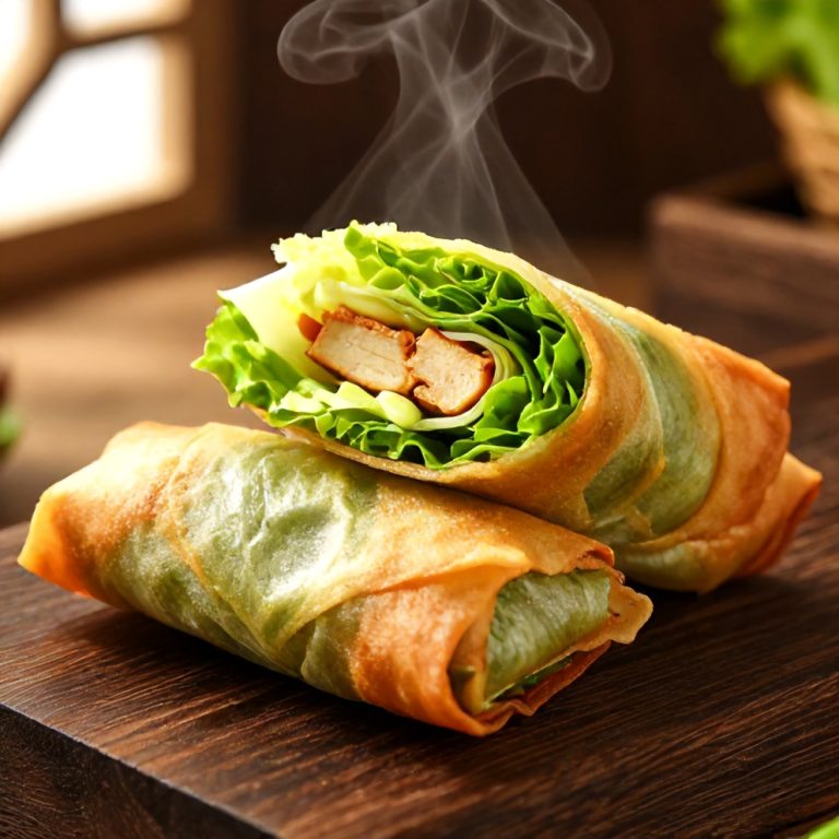 fresh lettuce wrapped veggie spring rolls