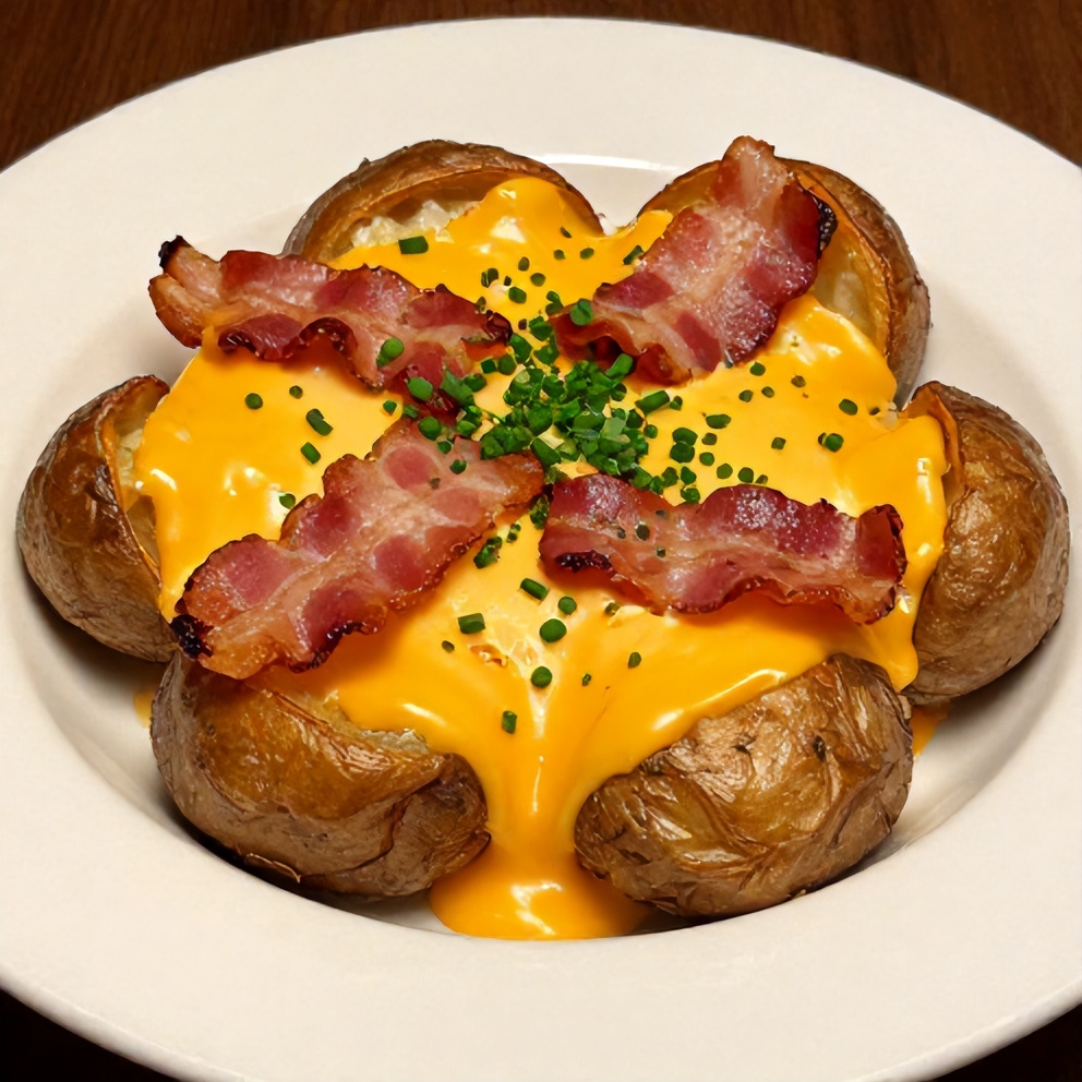 Crispy Loaded Baked Potatoes with Cheddar and Bacon
