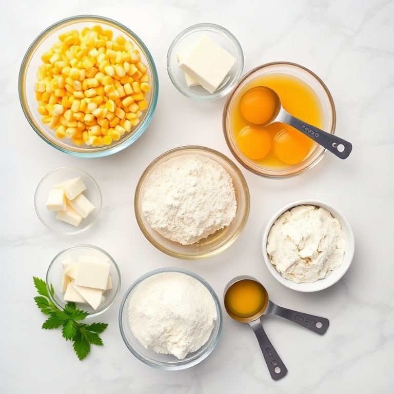 Raw ingredients for Mexican street corn fritters