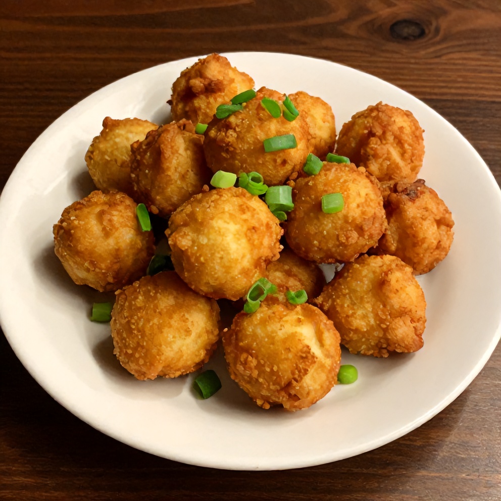 Hushpuppies served with fish and coleslaw