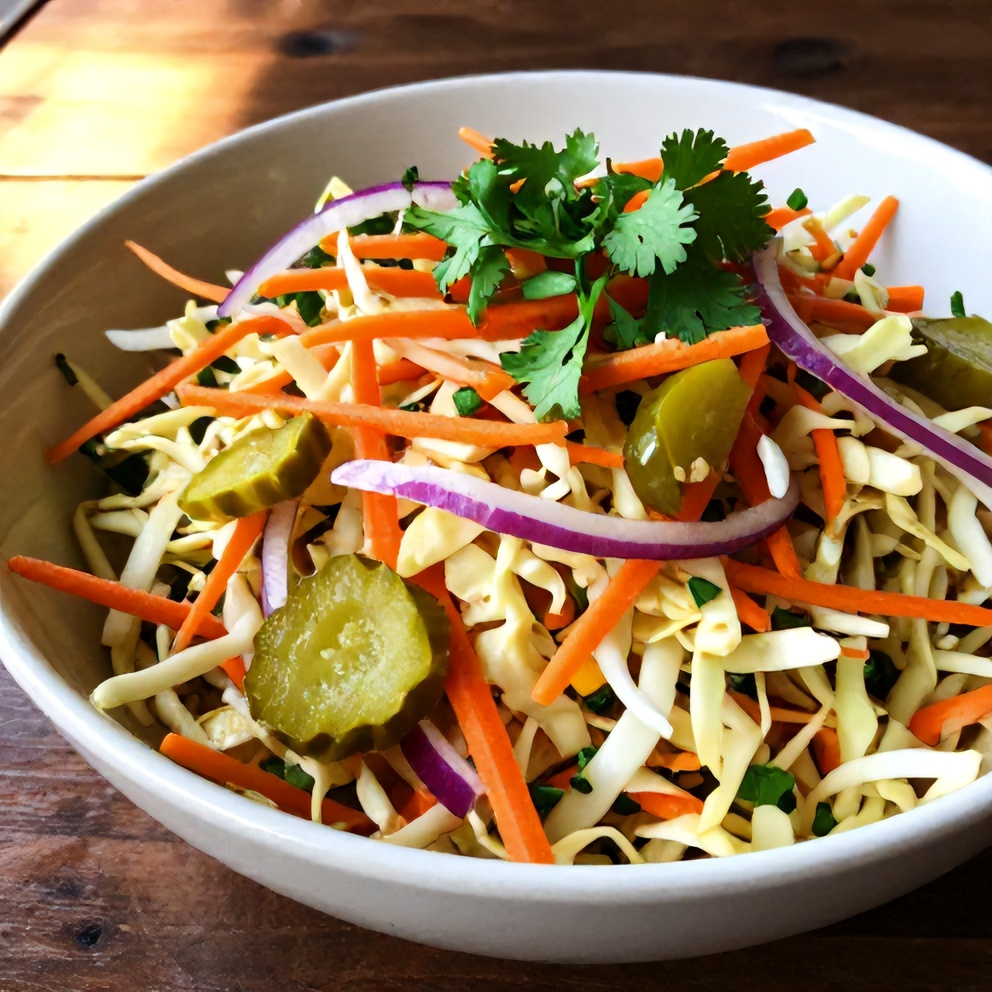 crispy sweet and spicy pickle slaw