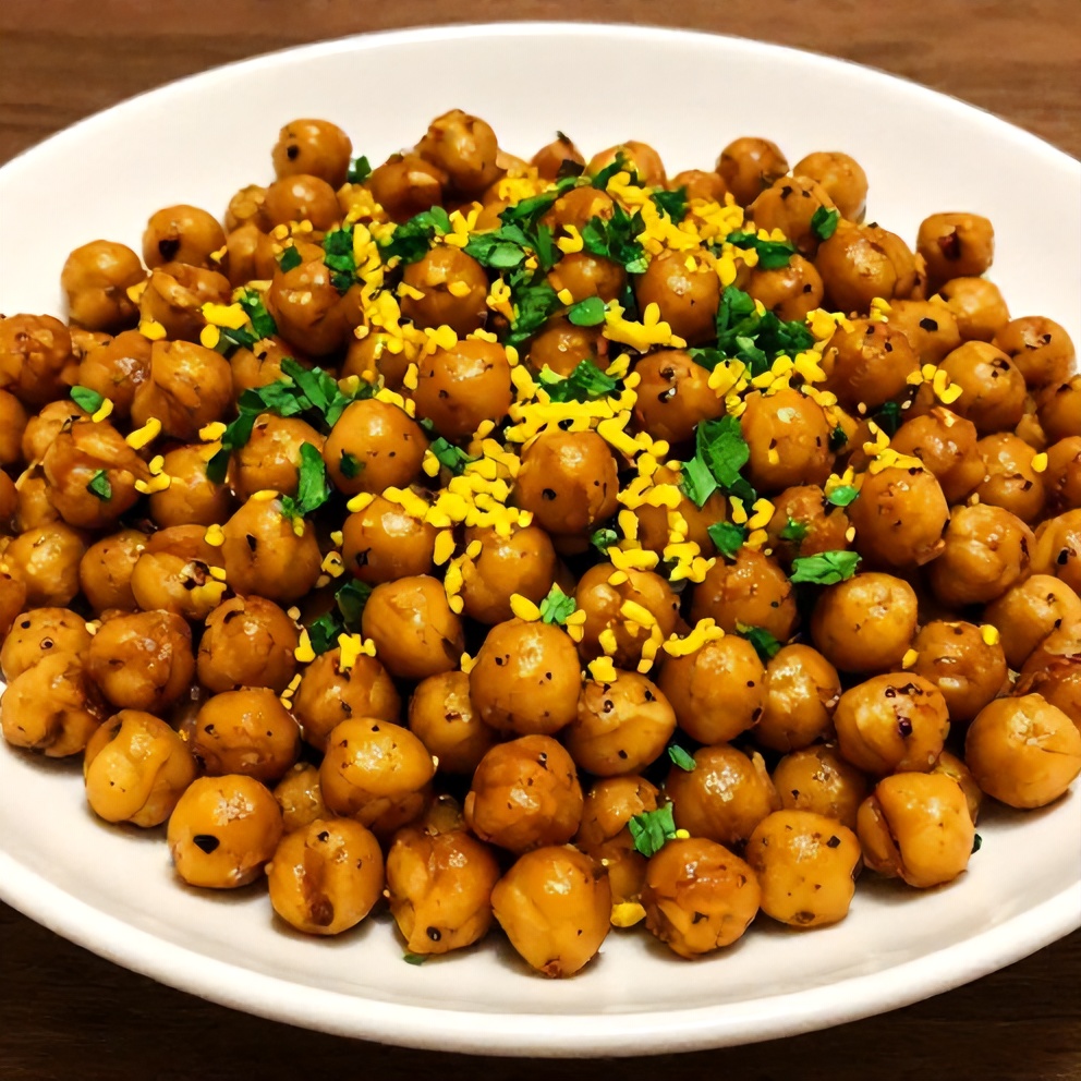 Plated Za’atar Roasted Chickpeas with Lemon Zest