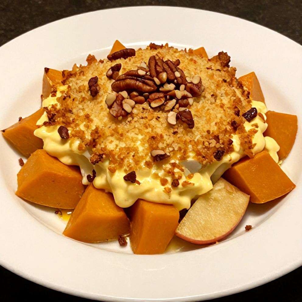 Apple Butternut Squash Casserole Served on a Plate
