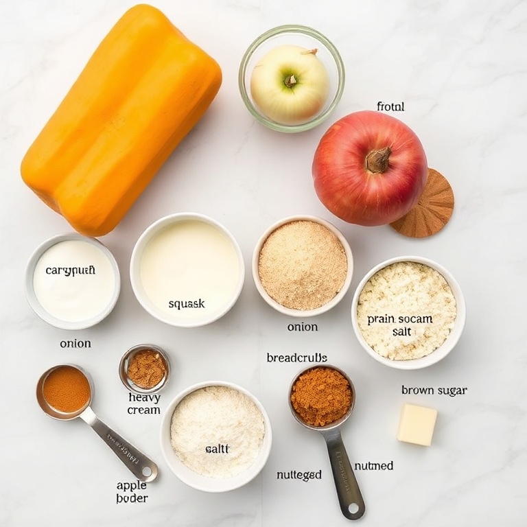 Raw Ingredients for Apple Butternut Squash Casserole
