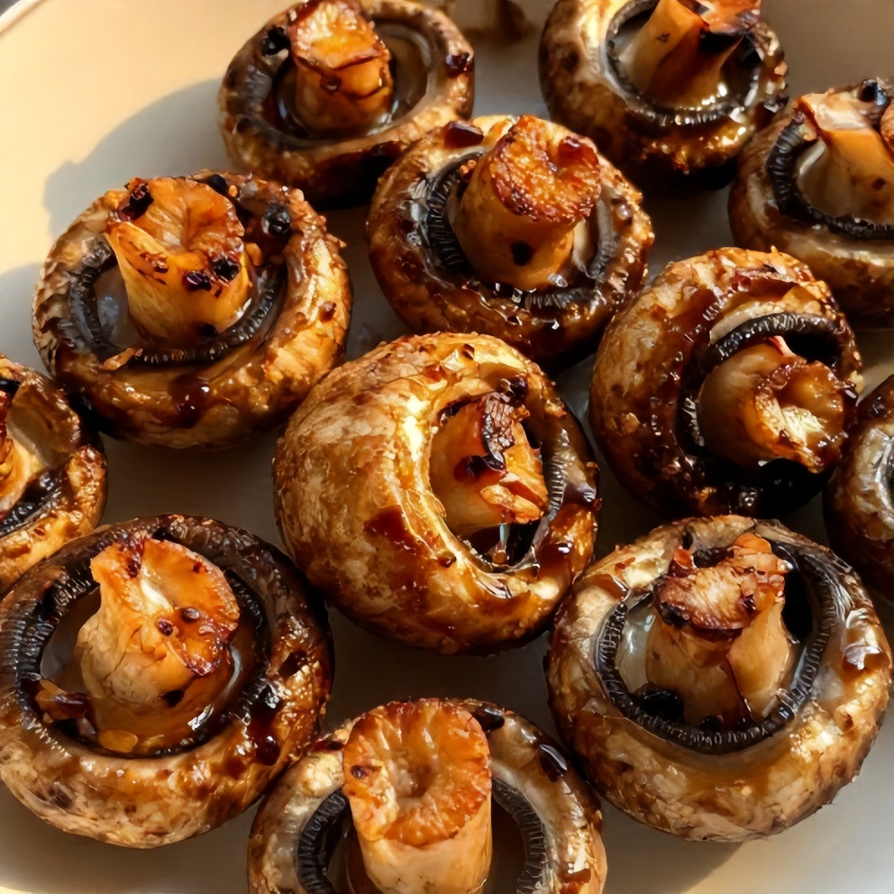 easy balsamic roasted garlic mushrooms