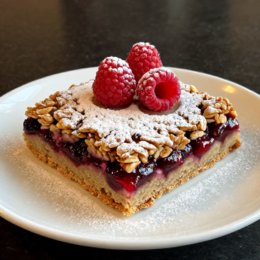 Plated Berry Oat Bars with Raspberry Preserves