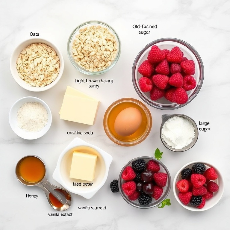 Raw Ingredients for Berry Oat Bars