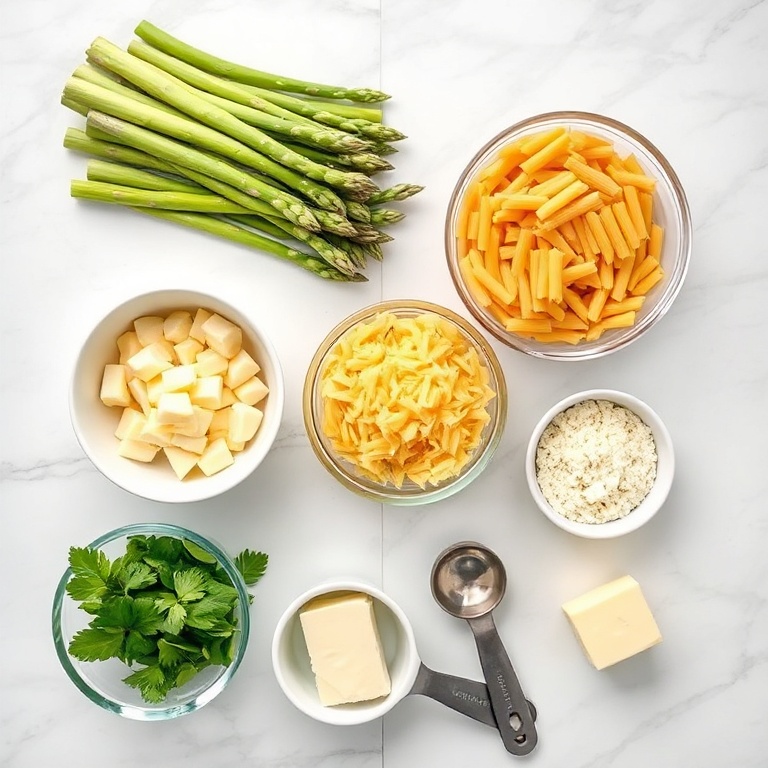 Raw Ingredients for Cheesy Asparagus Casserole