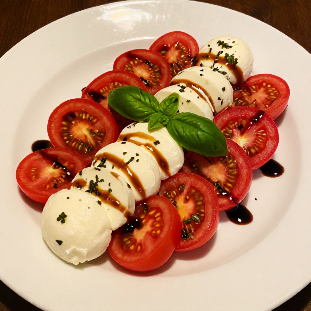 Plated Cherry Tomato Salad with Mozzarella
