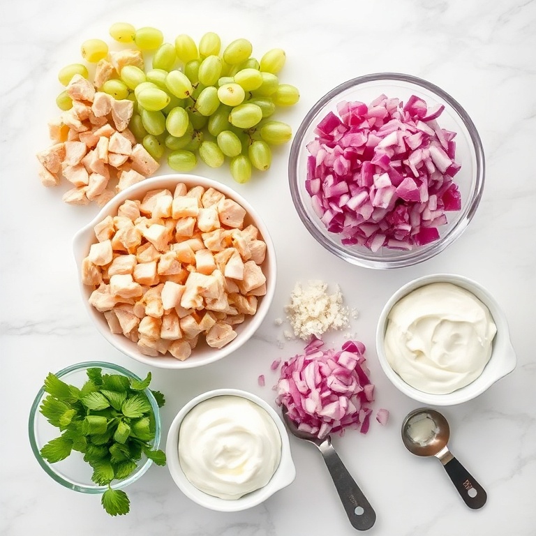 Raw ingredients for Chicken Grape Salad