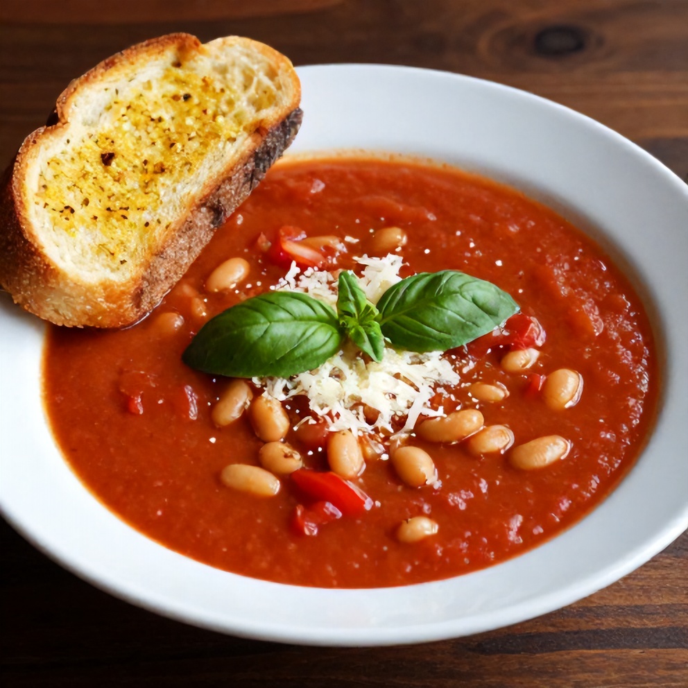 Tomato and White Bean Soup with Garlic Toast