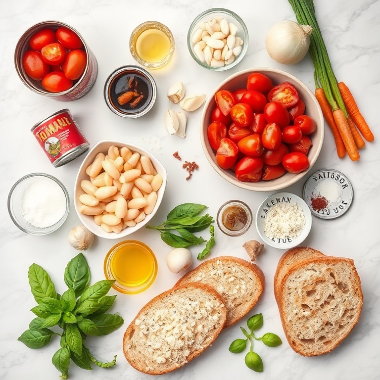 Raw Ingredients for Tomato and White Bean Soup