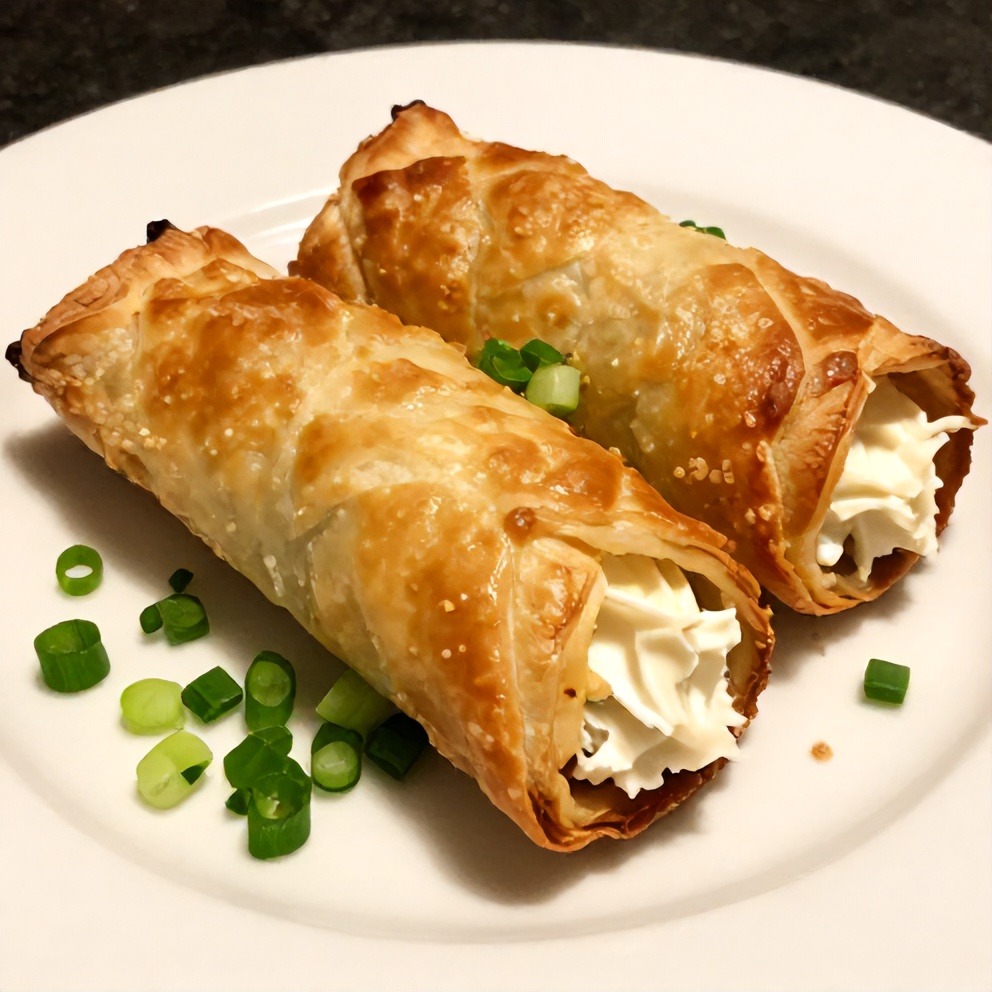 Plated Crab Rangoon Pinwheels with Puff Pastry