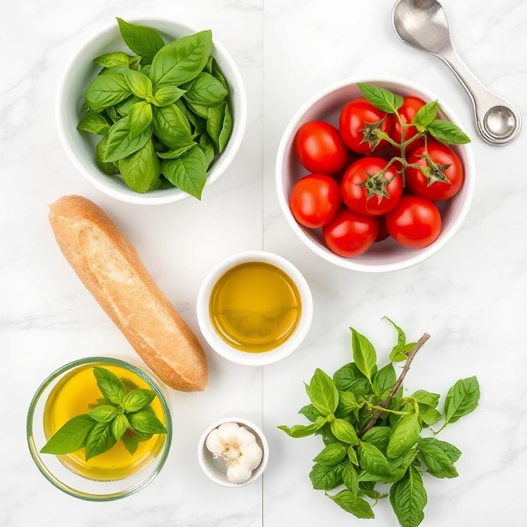 Raw ingredients for easy bruschetta
