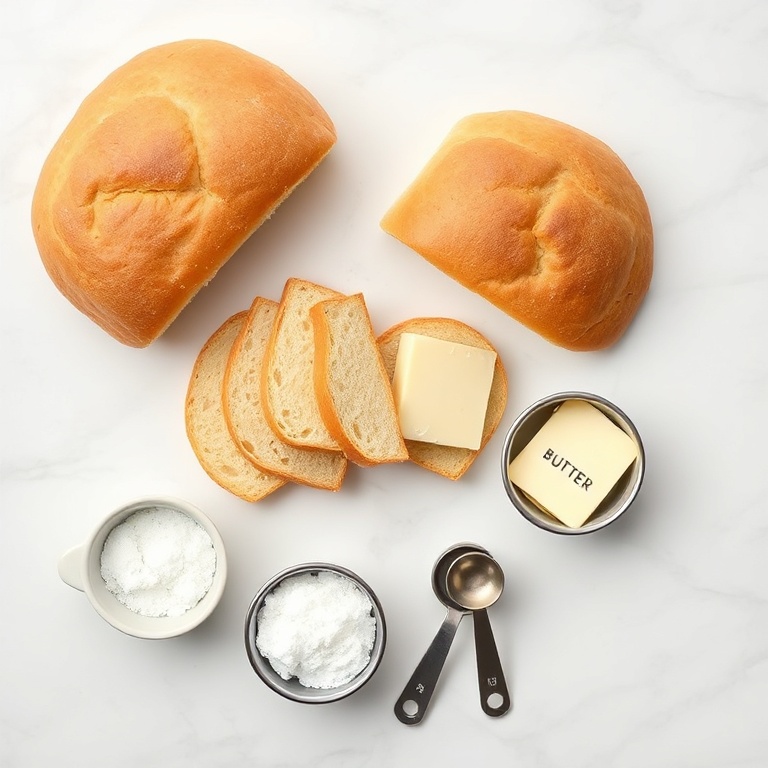 Grilled cheese ingredients: bread, cheese, butter