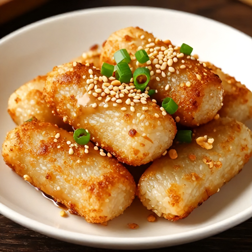 Plated Sweet Soy Butter Korean Rice Cakes