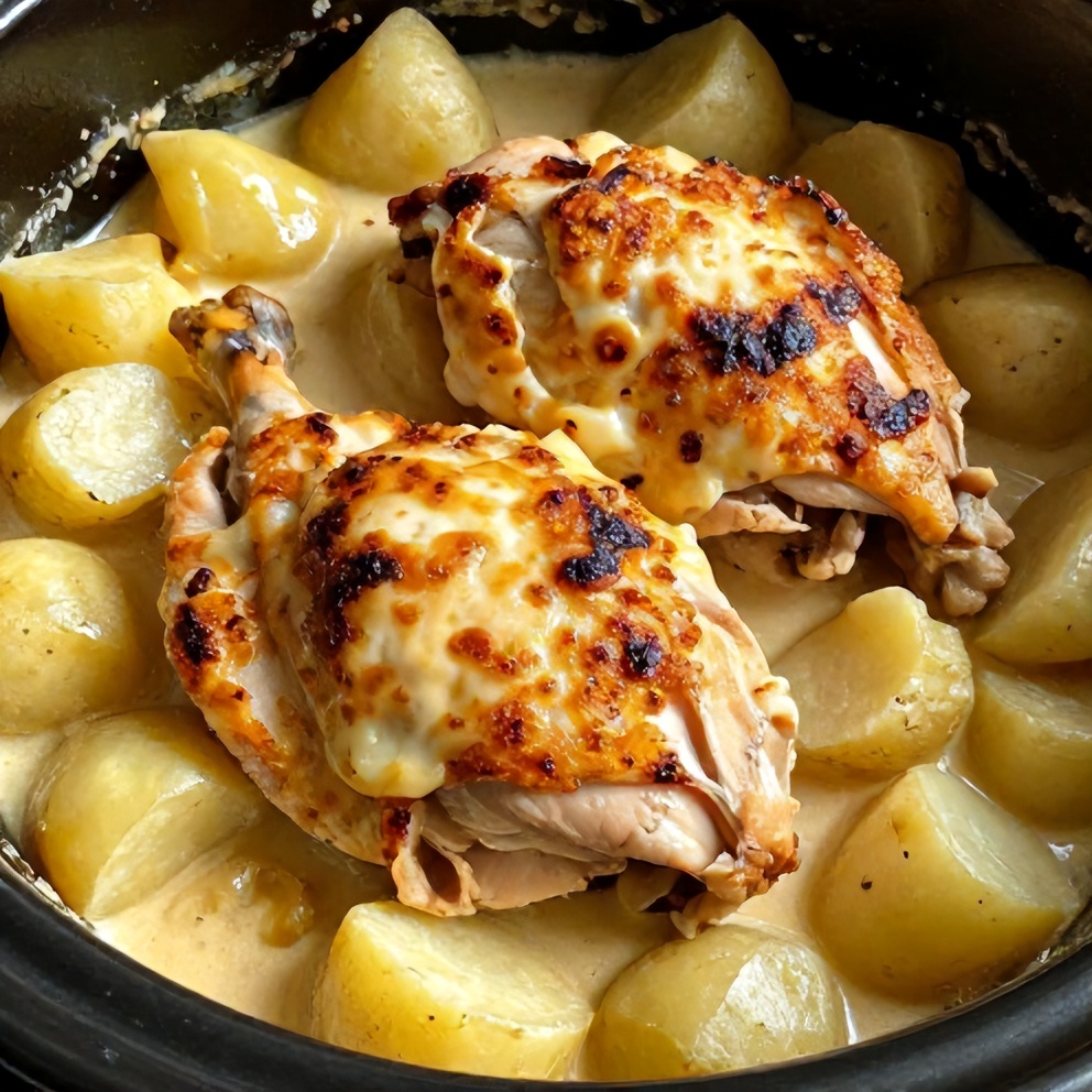 crockpot garlic parmesan chicken and potatoes