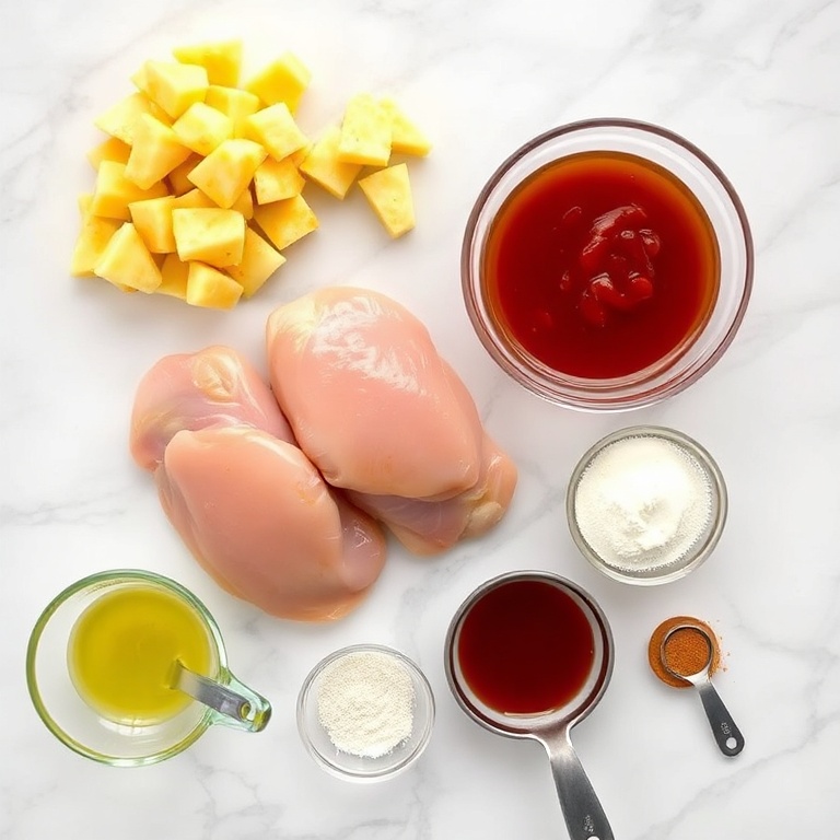 Raw ingredients for Easy Crockpot Hawaiian Chicken