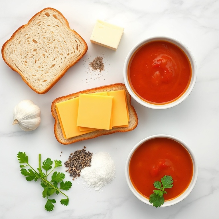 Raw ingredients for garlic bread grilled cheese sandwich