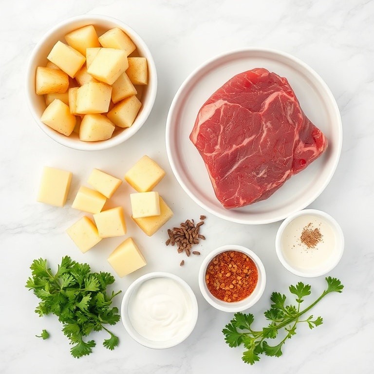 Raw Ingredients for Garlic Butter Steak Bites with Potatoes