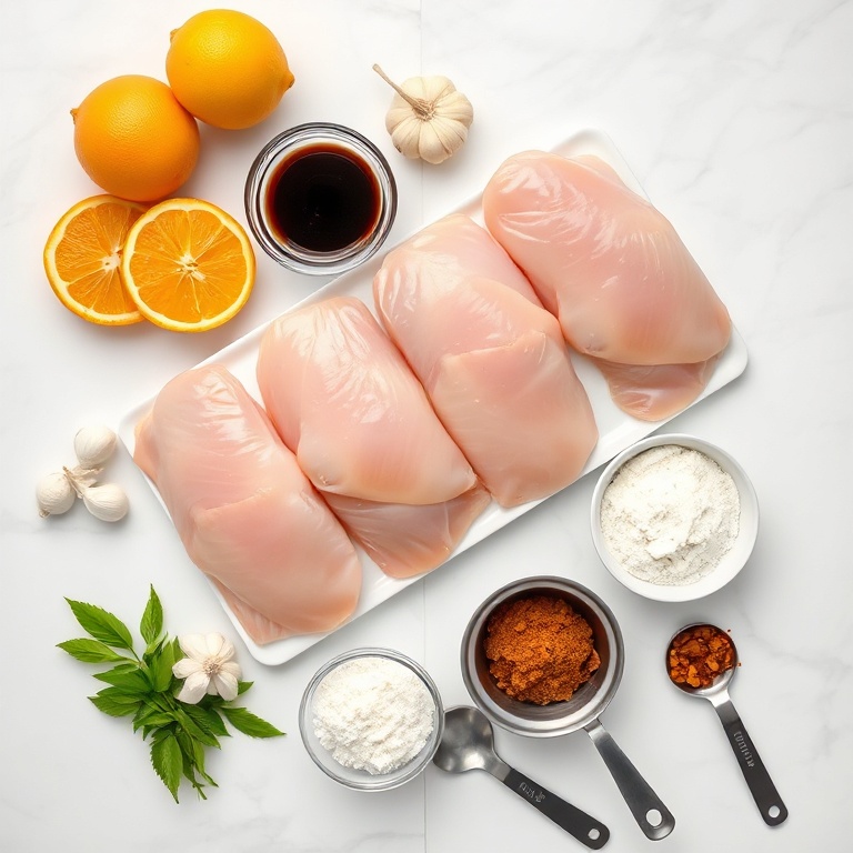 Raw Ingredients for Easy Orange Chicken