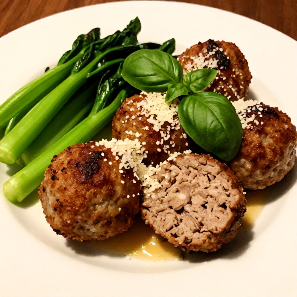 Plated turkey meatballs with side of vegetables