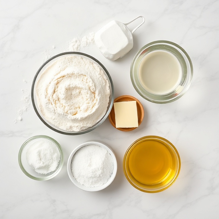 Breadstick ingredients on a marble surface
