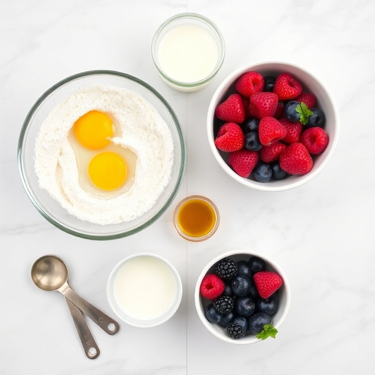 Keto Pancake Ingredients with Coconut Flour and Berries