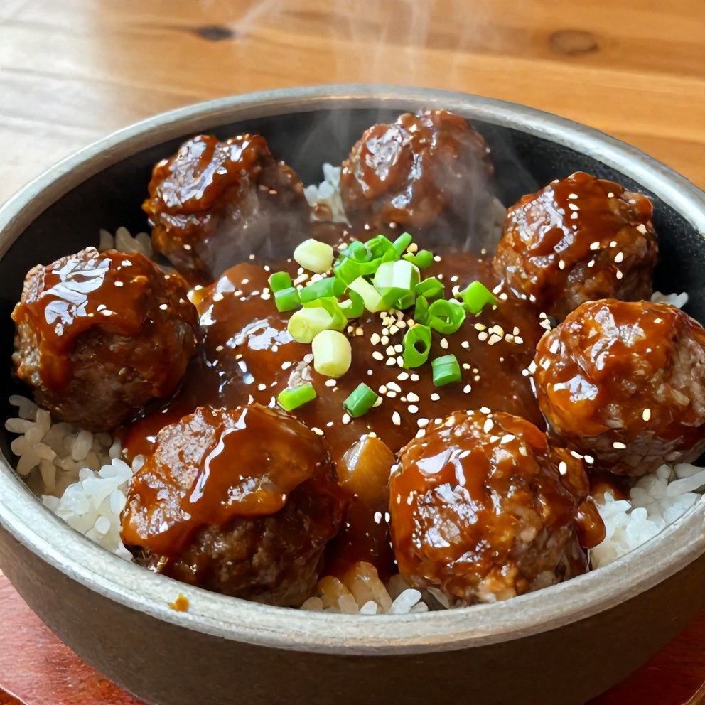 Korean BBQ Meatball Rice Bowls