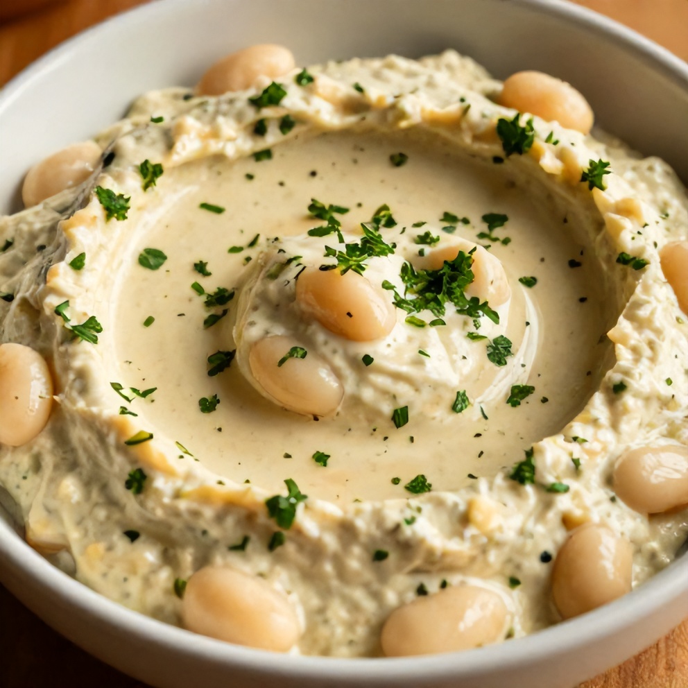 Lemon herb white bean dip served with crackers