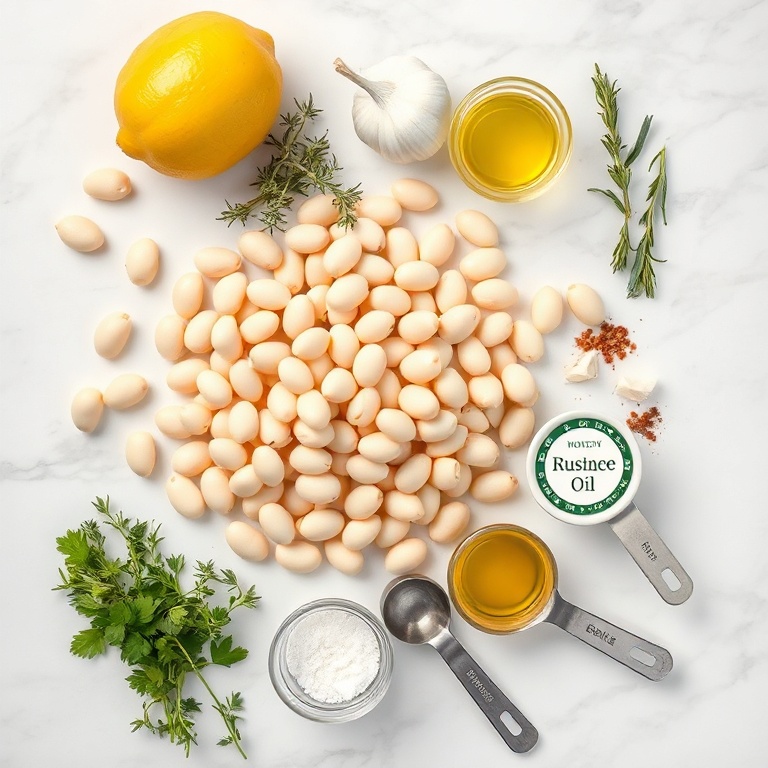 Ingredients for lemon herb white bean dip