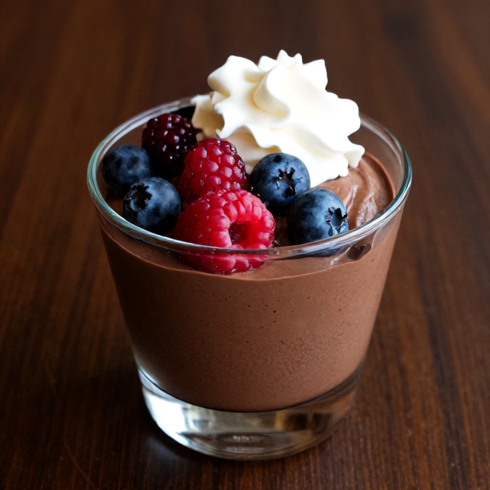 Plated No-Bake Chocolate Mousse with Berries