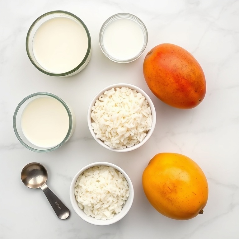 Raw Ingredients for Mango Coconut Rice Pudding