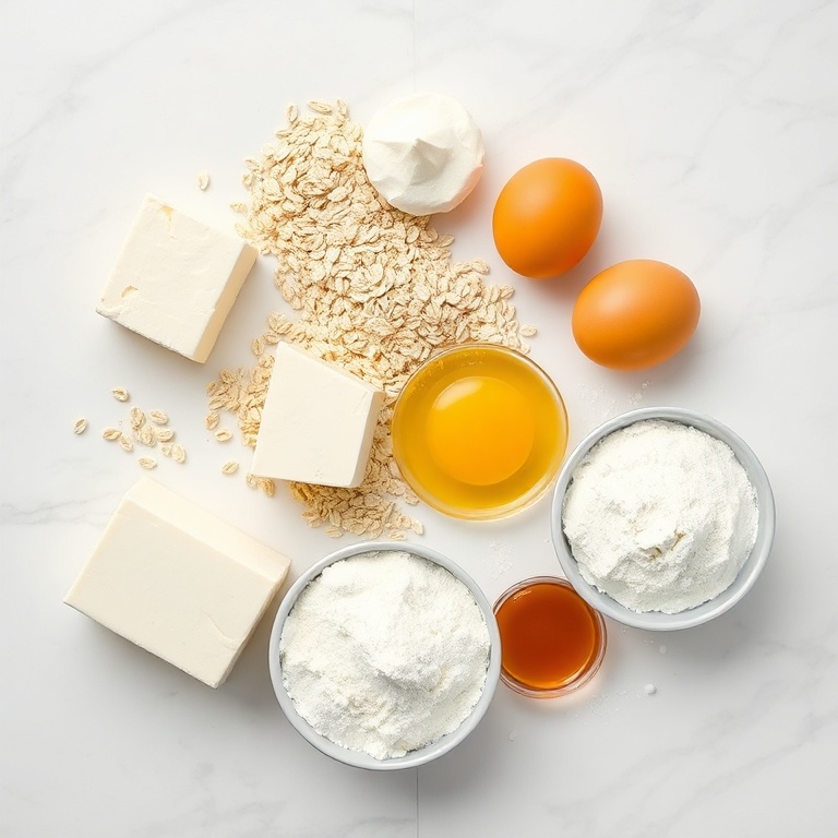 Raw ingredients for protein pancakes with cottage cheese and oats