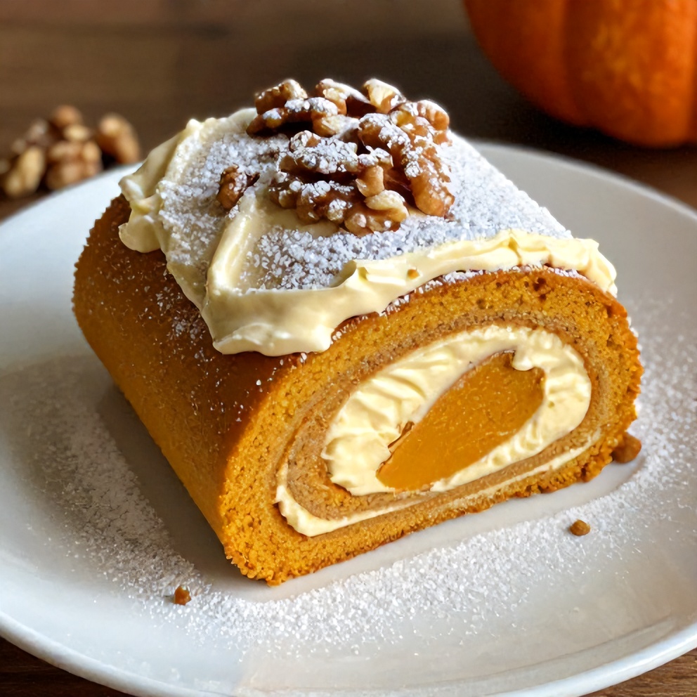Easy Spiced Pumpkin Roll with Cream Cheese Frosting