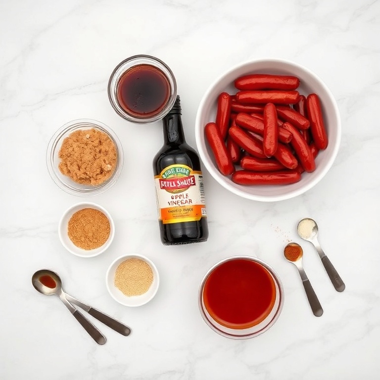 Raw ingredients for Little Smokies in BBQ Sauce